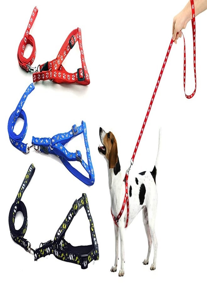 Pups&Pets Puppies Adjustable 15MM Nylon Harness and Leash Set | Attractive Print and Color Design Harness with Leash | Harness and Leash Set for Small & Medium Dog - (Color May Vary, 0.5Inch) - Image 1